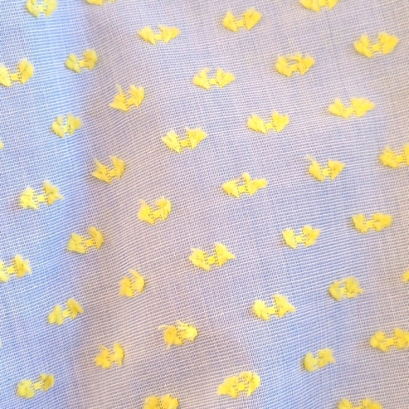 Halogen Preppy Puffy Elbow Sleeve Blouse Size:S Color: Light Blue/Yellow - Picture 12 of 12